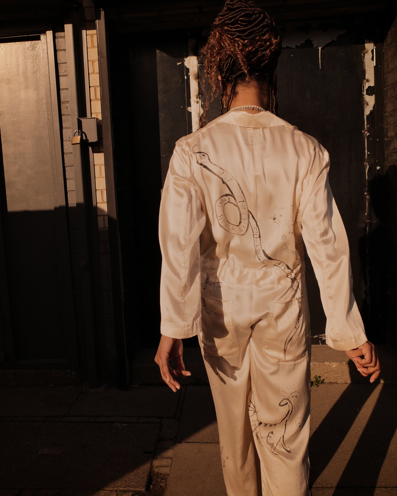 SILK WORKSUIT WITH HANDPAINT SNAKE