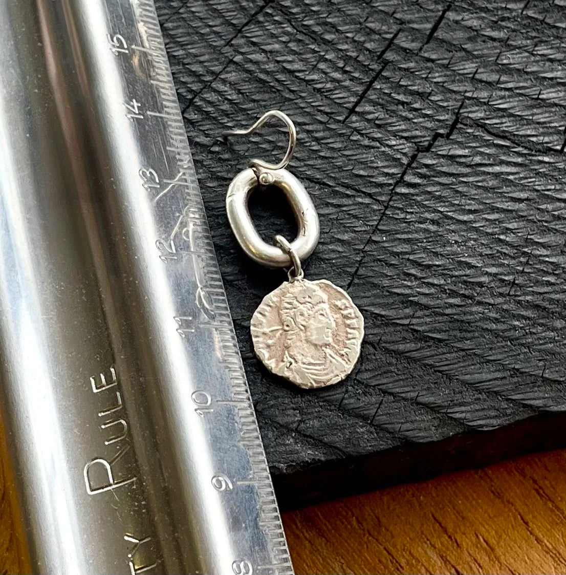 O & Roman coin Earrings