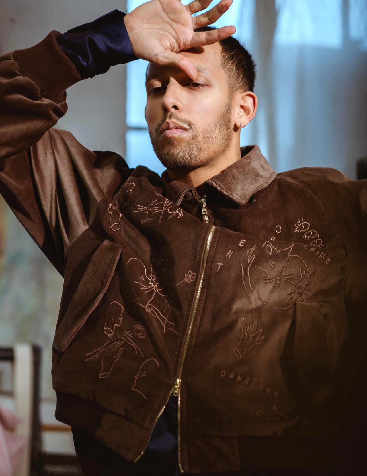 Bomber jacket with O&C embroidery