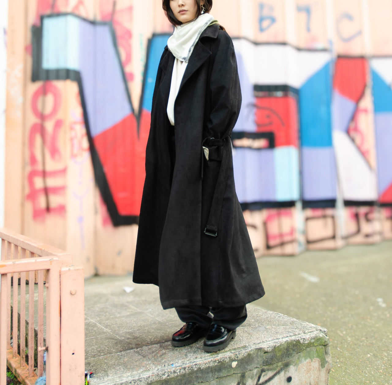 FAUX SUEDE FRENCH TRENCH COAT