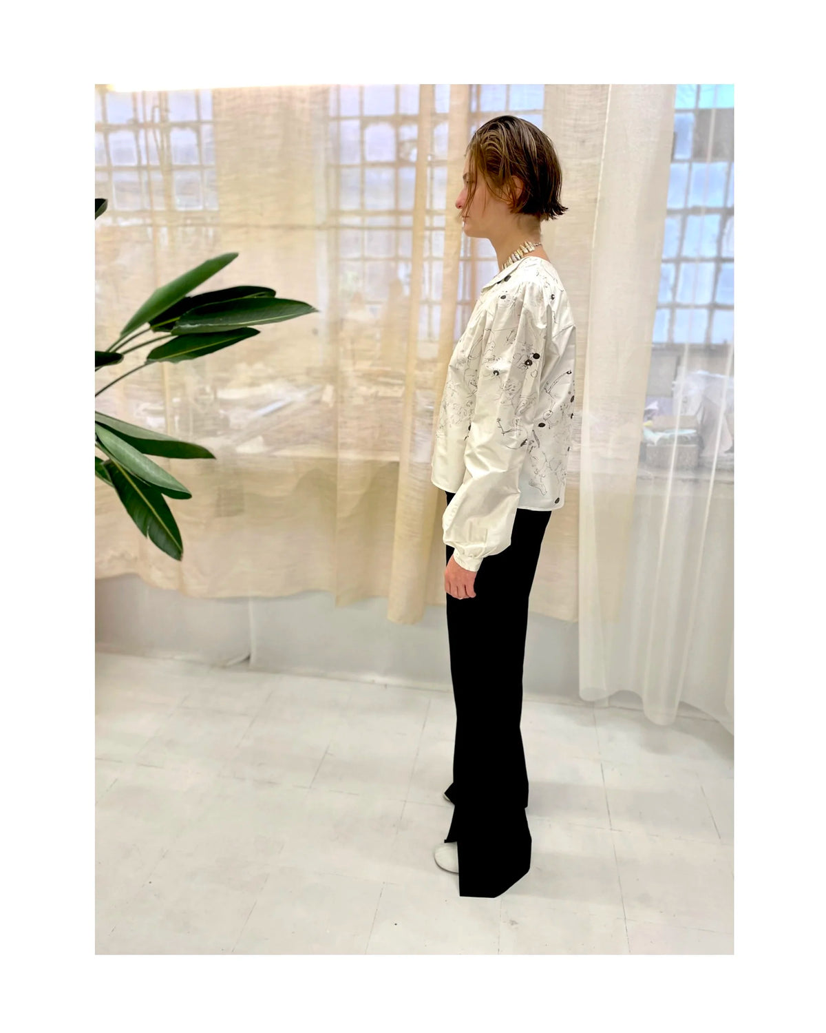 HAND PAINTED VINT SILK BLOUSE