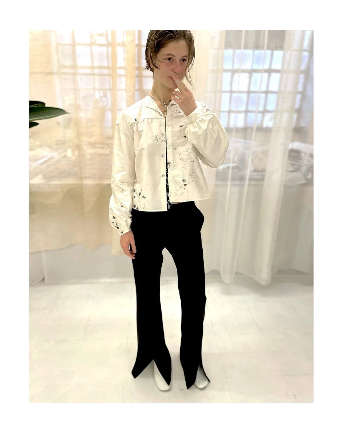 HAND PAINTED VINT SILK BLOUSE