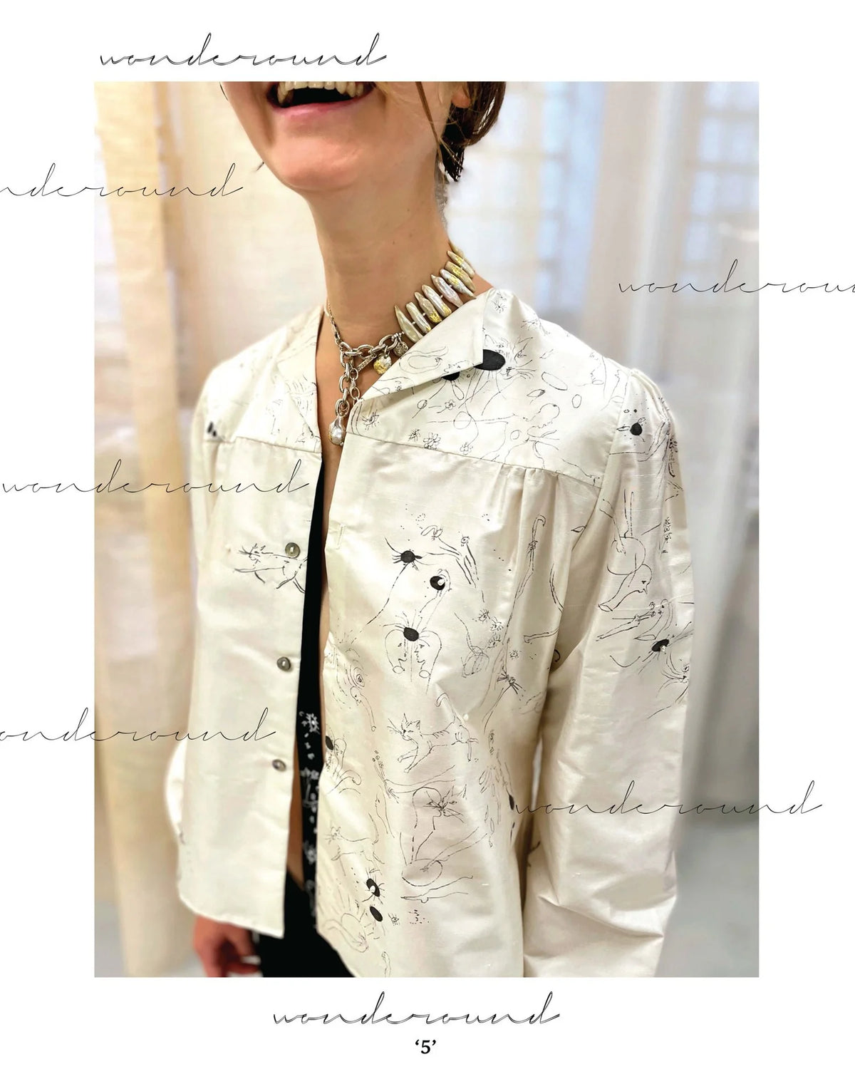HAND PAINTED VINT SILK BLOUSE