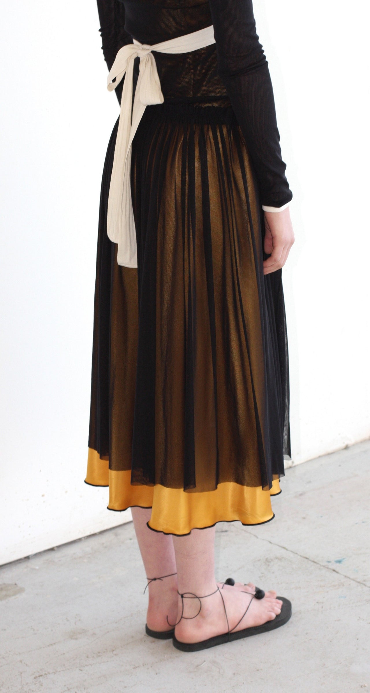 LOOK 10(ROSAS MESH DRESS WITH A GOLD SLIP DRESS)