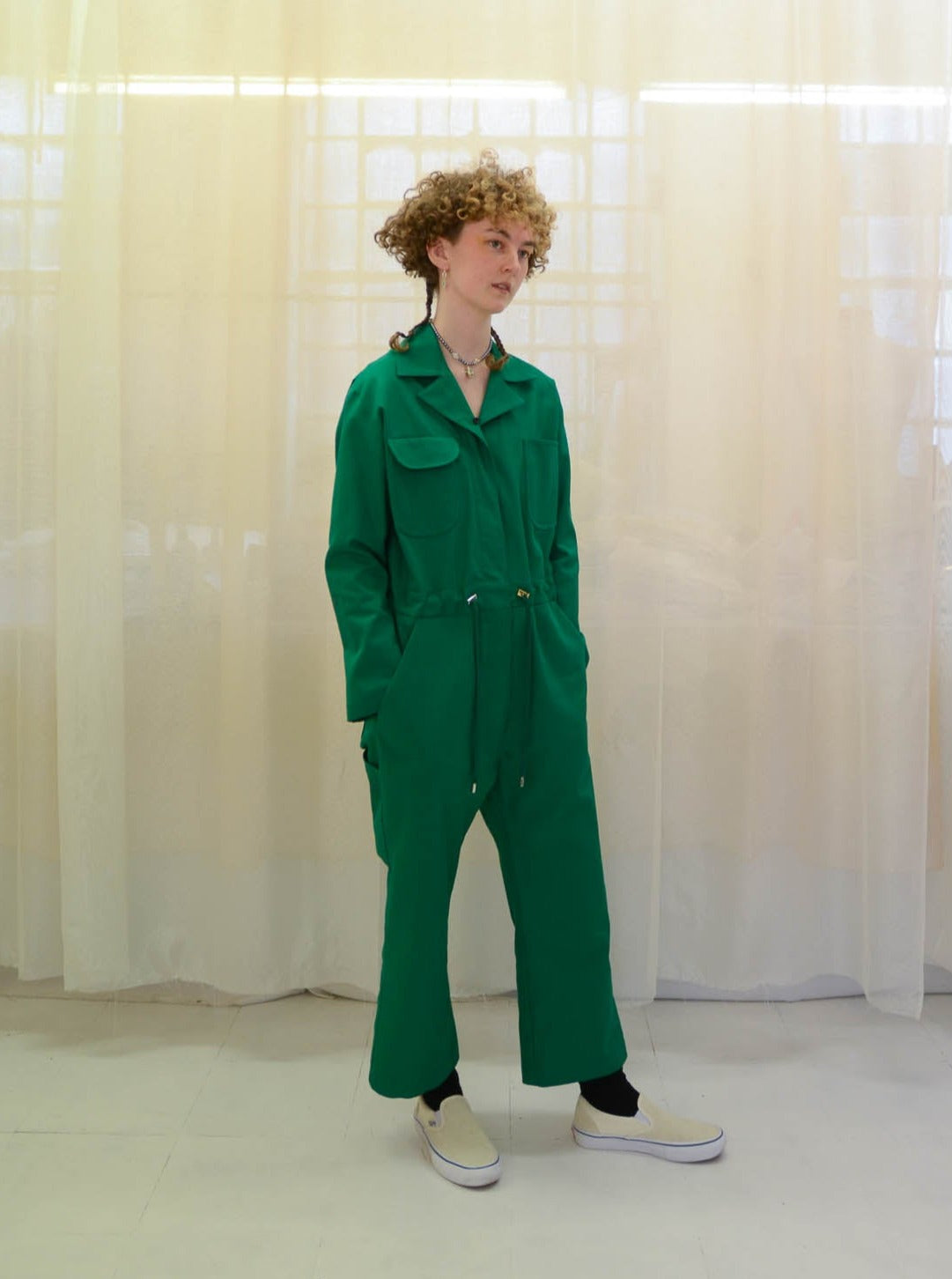 Green WorkSuit W/ Mini Embroidery (Cotton Twill )