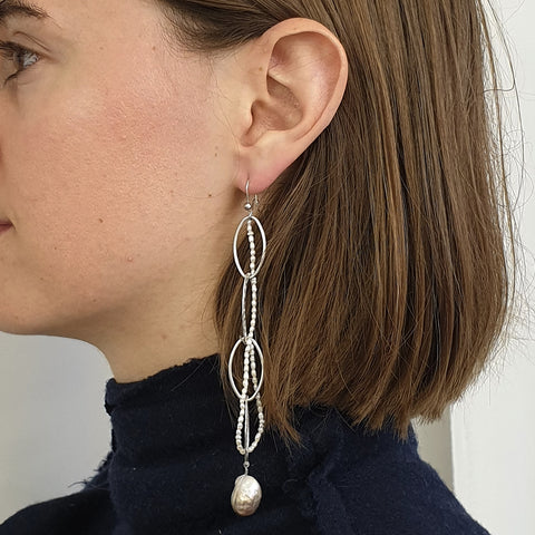 O&C pearl baroque moon drop earrings