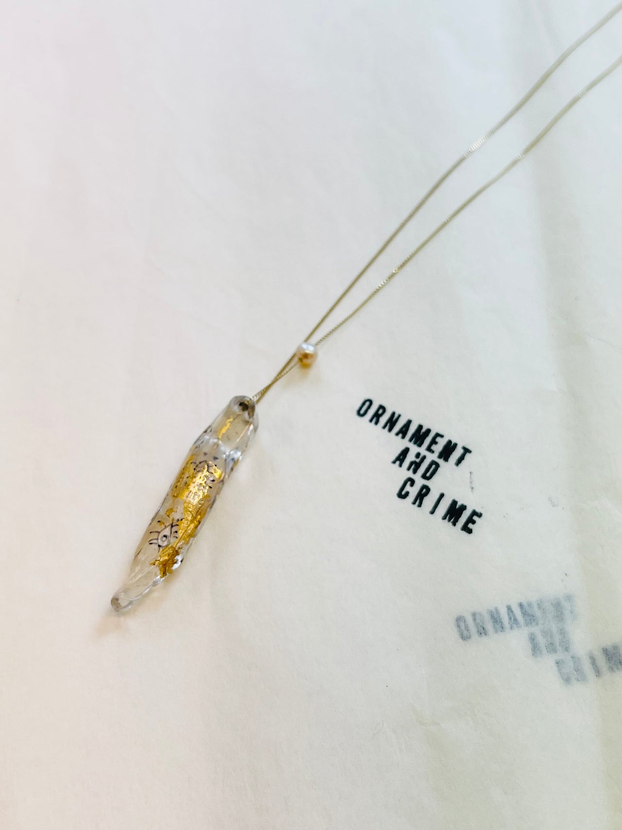 Crystal pearl gold necklace