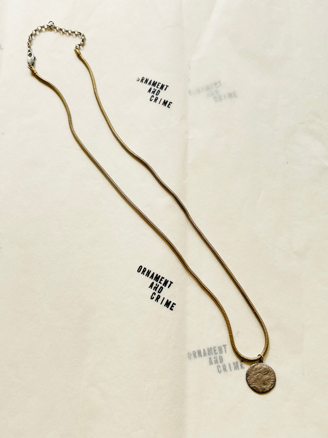 Classic Roman coin necklace ( Silver with snake chain )