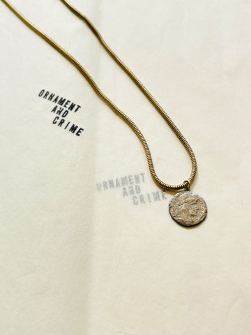 Classic Roman coin necklace ( Silver with snake chain )