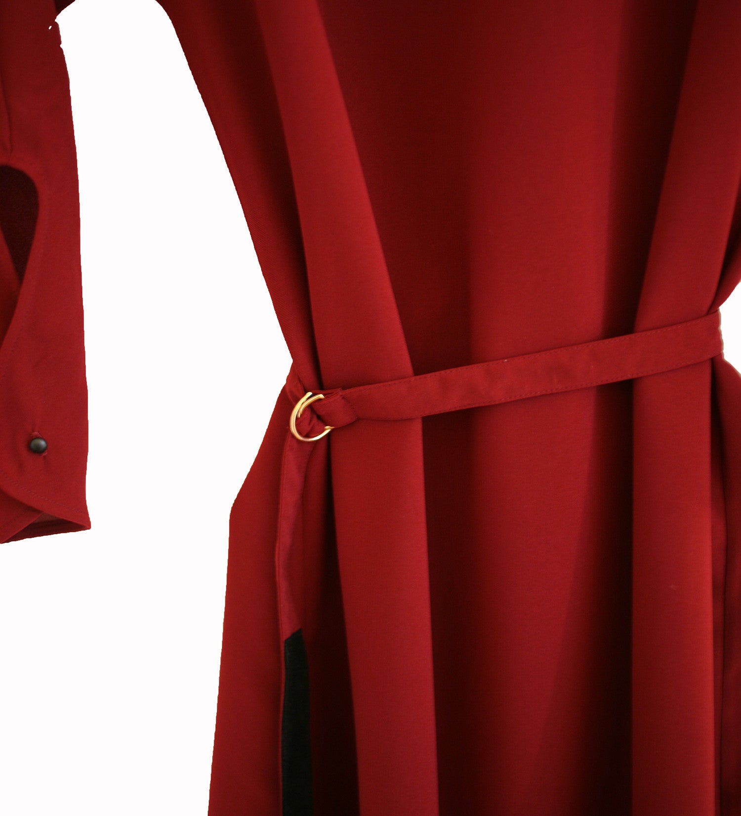 WONDEROUND CREPE V NECK LONG BURGUNDY DRESS