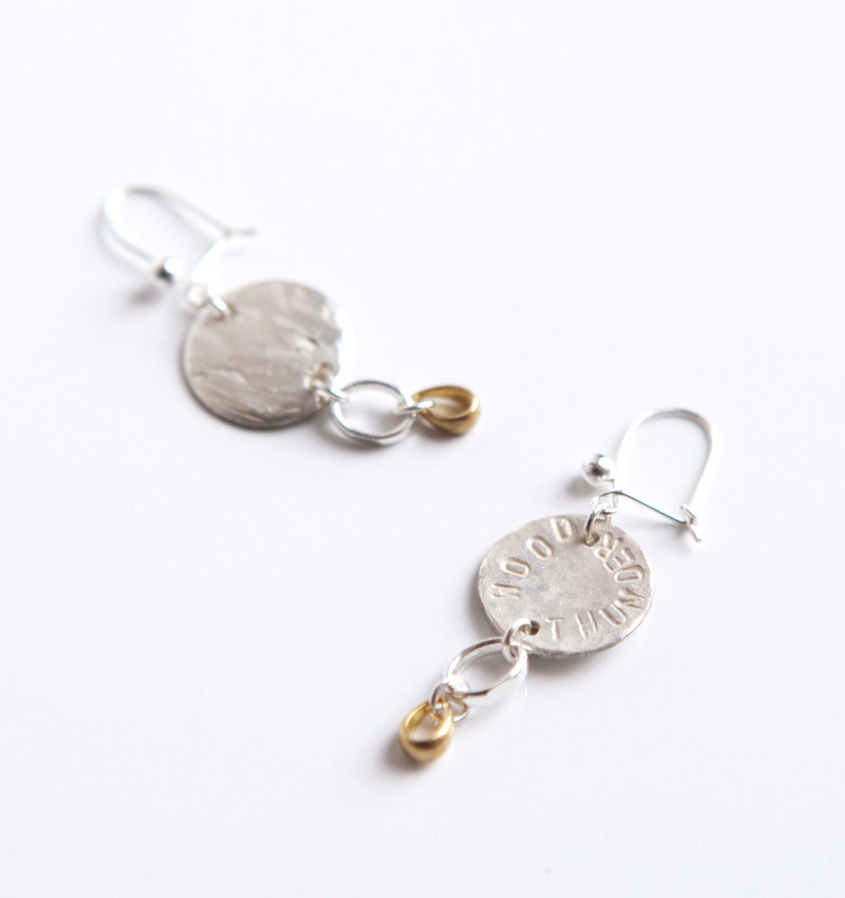 ORNAMENT & CRIME WOOD THUNDER SILVER DROP EARRINGS