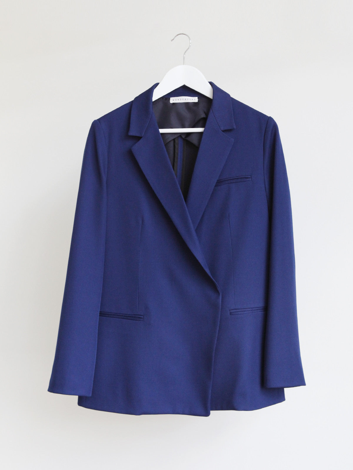 KIS,C BLUE WOOL BLENDED TAILORED SPRING JACKET