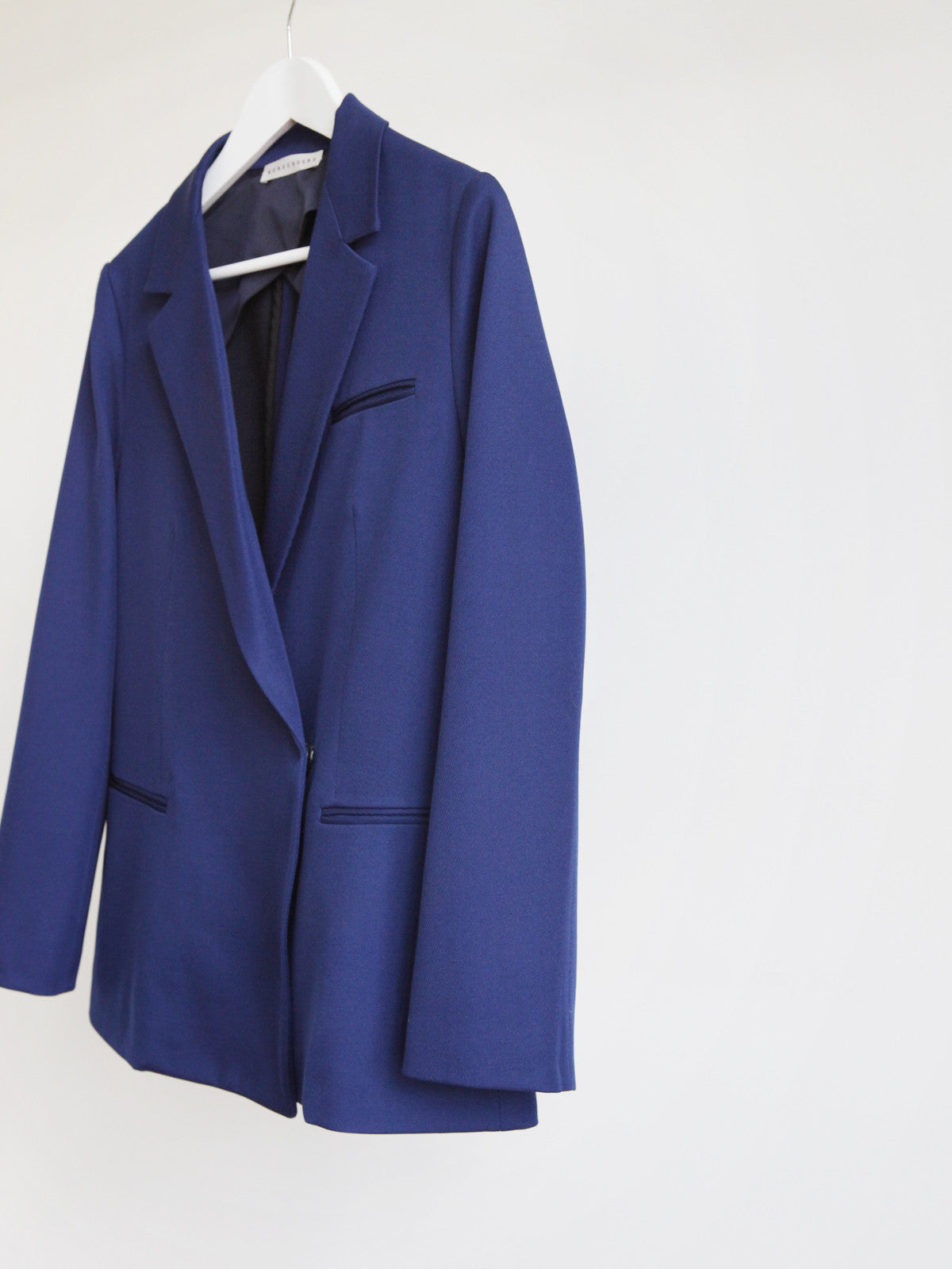 KIS,C BLUE WOOL BLENDED TAILORED SPRING JACKET