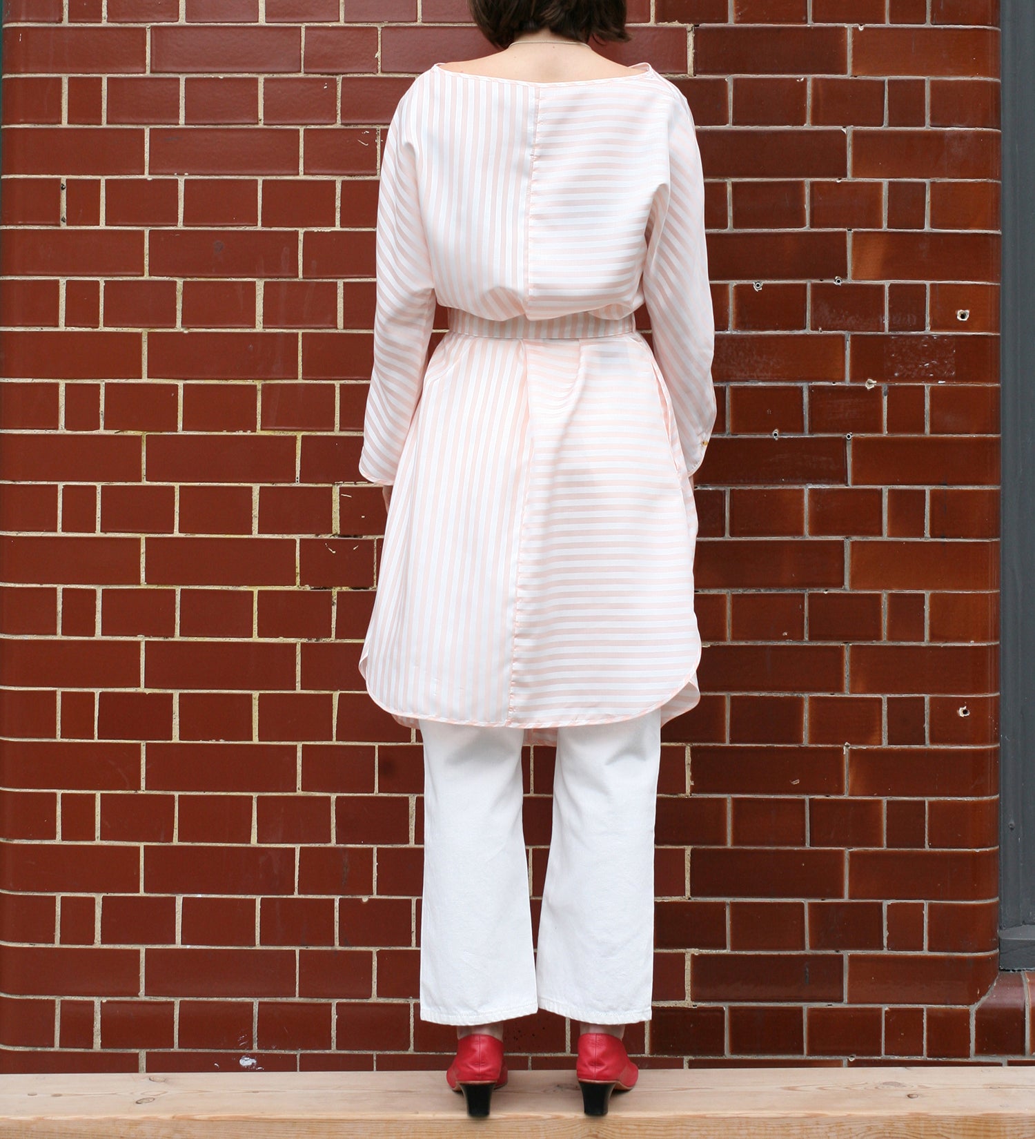 WDR BOAT NECK STRIPED DRESS W/ BELT