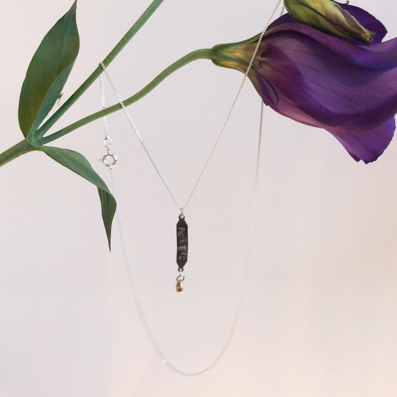 ORNAMENT & CRIME VERTICAL 'POETIC' NECKLACE W/ DROPLET
