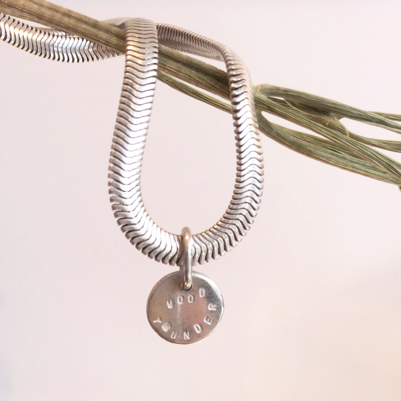 ORNAMENT & CRIME 'WOOD OVER THUNDER' NECKLACE W/ SNAKE CHAIN