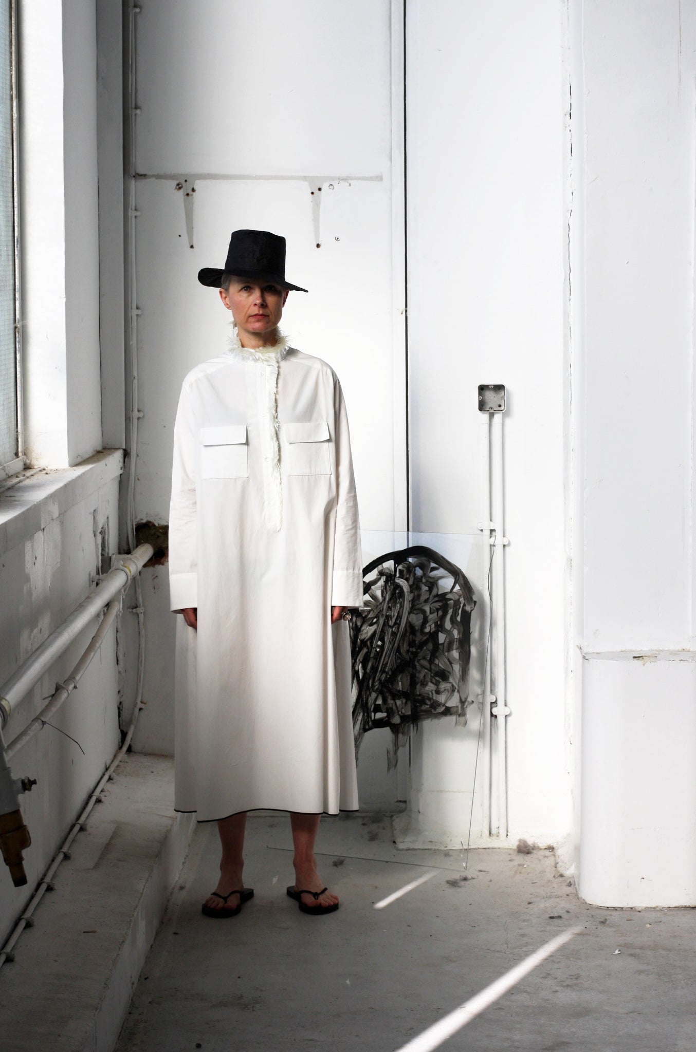 LOOK 5 (WHITE FRINGE SHIRT DRESS)