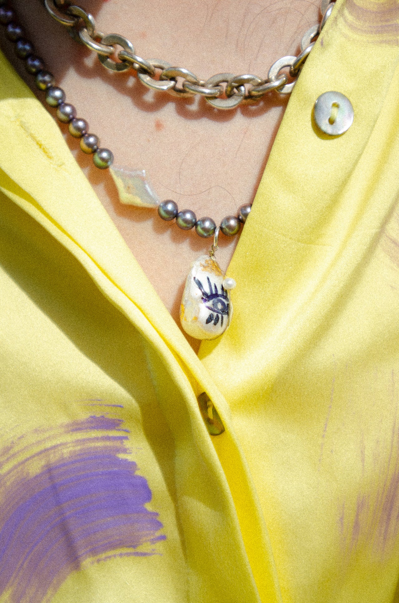 HAND PAINTED Boyfriend Silk Shirt (Lilac Flame)
