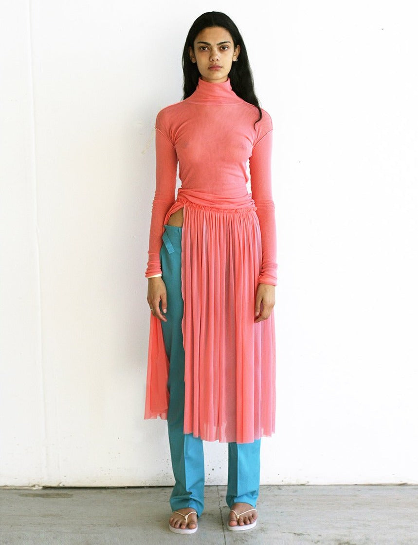LOOK 6 (PINK ROSAS DRESS & BABYBLUE TAILORED WORKTROUSERS)