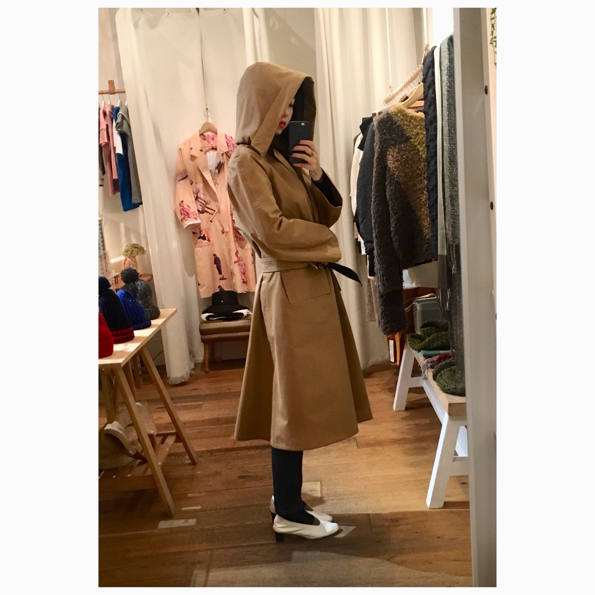 WONDEROUND HOOD RAGLAN TRENCH COAT