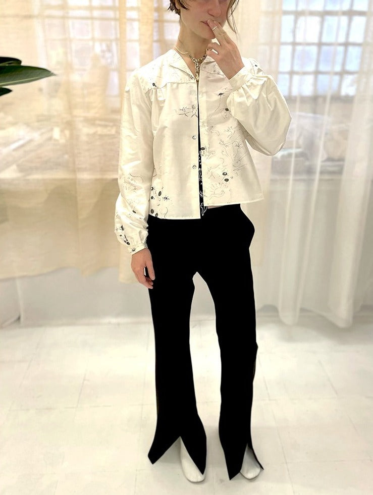 HAND PAINTED Vint Silk blouse